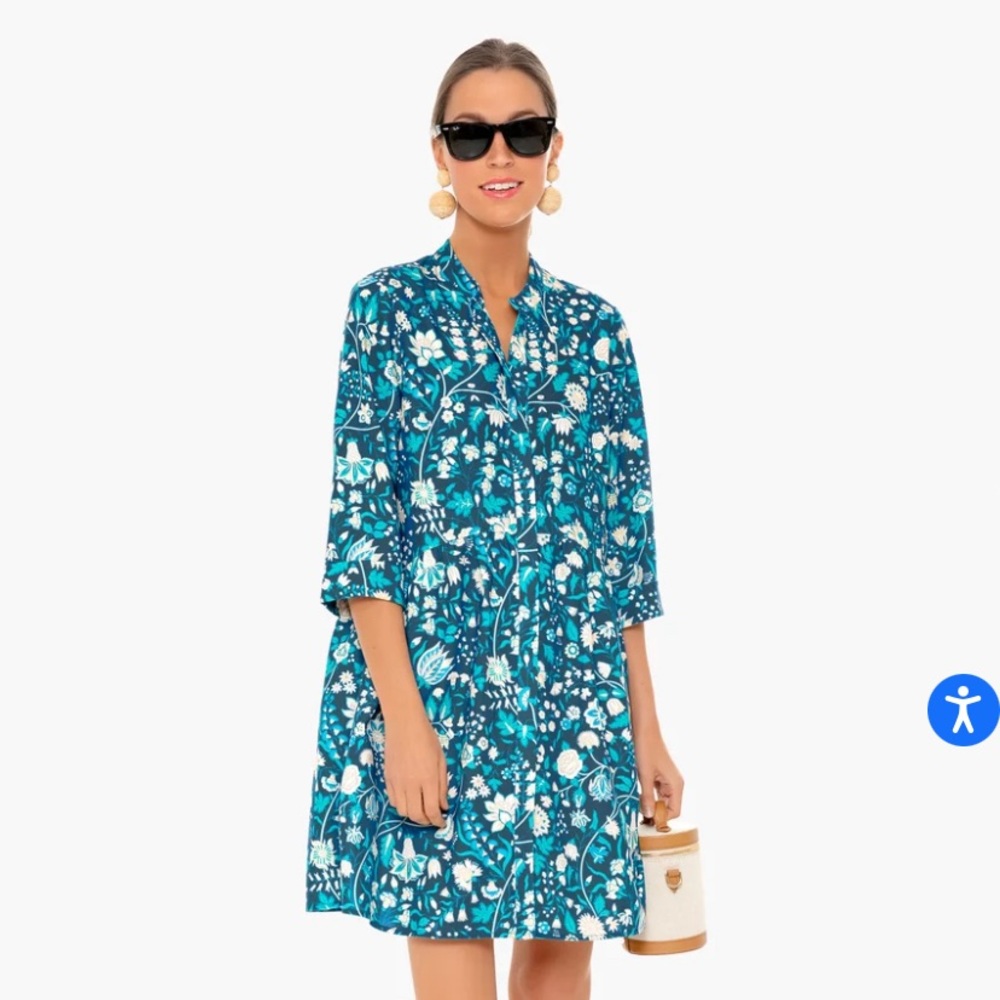 Tuckernuck Santorini Bloom Royal Shirt Dress